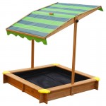 Spatiu de joaca cu nisip Lily Sandpit  - Lada cu nisip din lemn pentru gradina- cu copertina biton Verde UV 50+